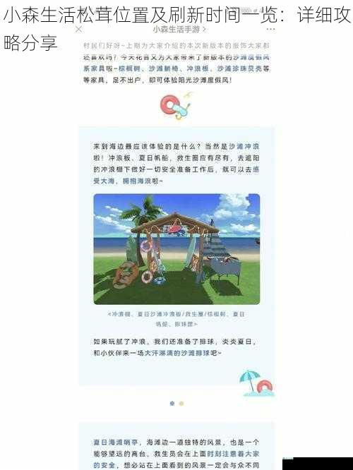 小森生活松茸位置及刷新时间一览:详细攻略分享