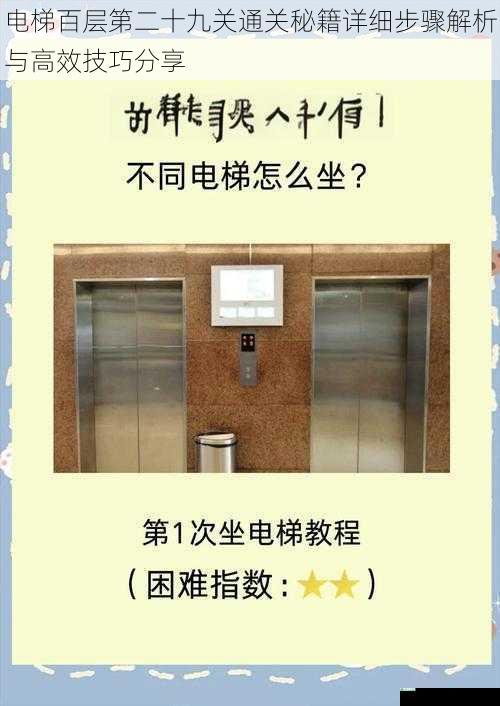 电梯百层第二十九关通关秘籍详细步骤解析与高效技巧分享