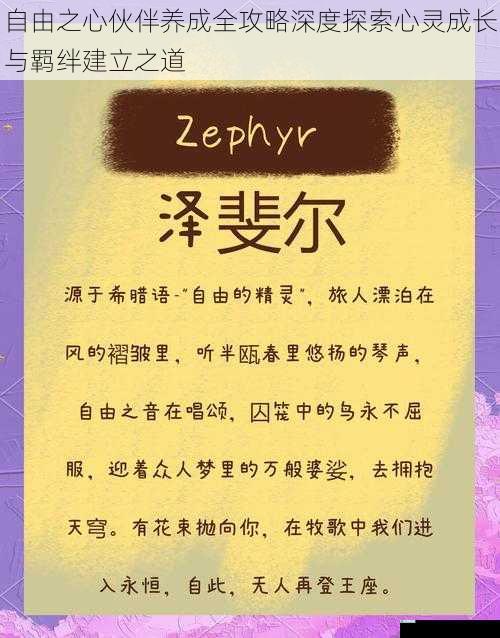 自由之心伙伴养成全攻略深度探索心灵成长与羁绊建立之道