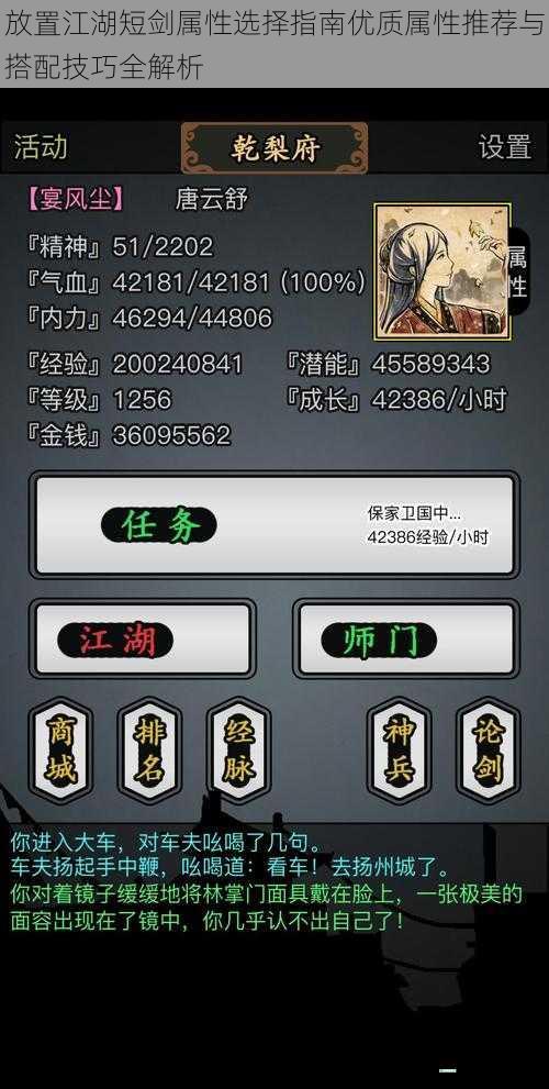 放置江湖短剑属性选择指南优质属性推荐与搭配技巧全解析