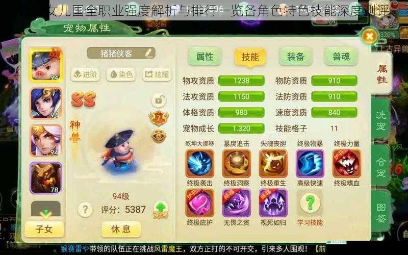 西游女儿国全职业强度解析与排行一览各角色特色技能深度测评