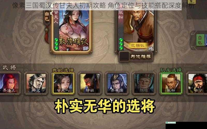 像素三国蜀汉传甘夫人初期攻略 角色定位与技能搭配深度解析