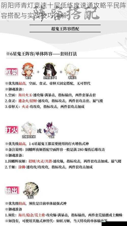 阴阳师青灯竞速十层低练度速通攻略平民阵容搭配与实战技巧详解