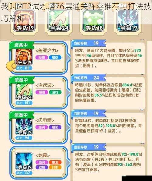 我叫MT2试炼塔76层通关阵容推荐与打法技巧解析