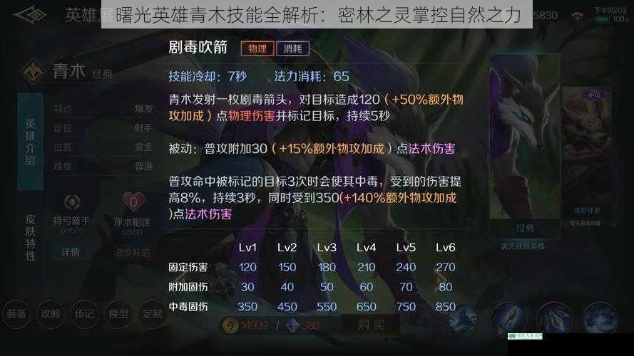 曙光英雄青木技能全解析：密林之灵掌控自然之力