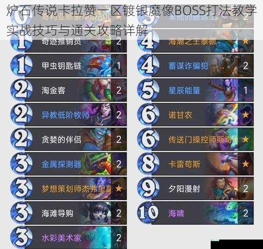 炉石传说卡拉赞一区镀银魔像BOSS打法教学实战技巧与通关攻略详解