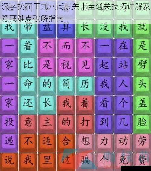 汉字找茬王九八街景关卡全通关技巧详解及隐藏难点破解指南