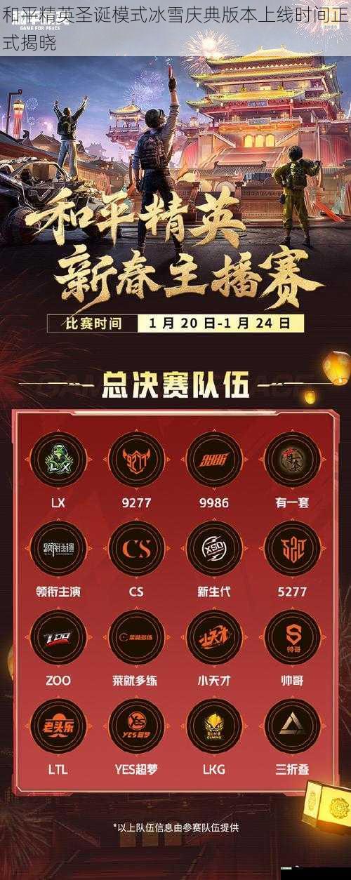 和平精英圣诞模式冰雪庆典版本上线时间正式揭晓