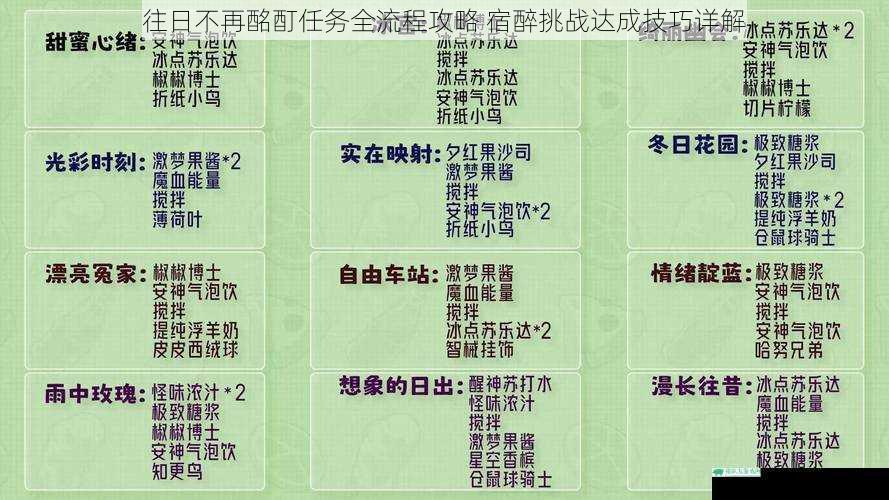 往日不再酩酊任务全流程攻略 宿醉挑战达成技巧详解