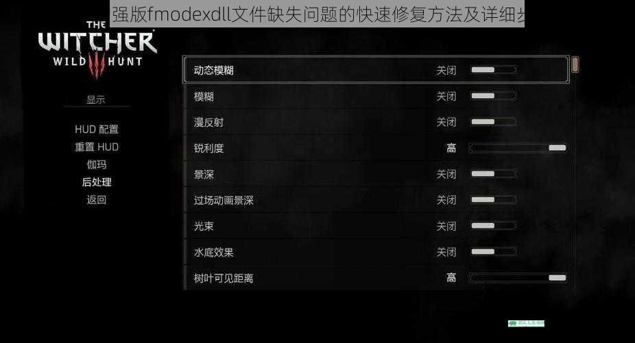巫师2增强版fmodexdll文件缺失问题的快速修复方法及详细步骤解析