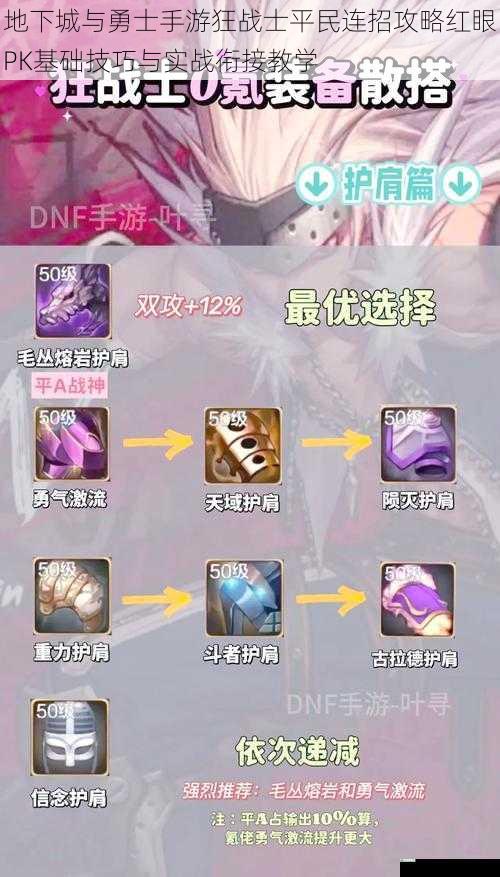 地下城与勇士手游狂战士平民连招攻略红眼PK基础技巧与实战衔接教学