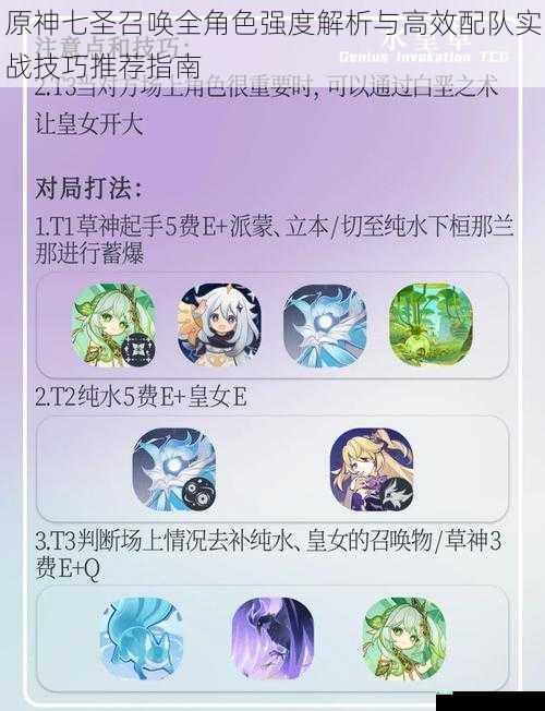 原神七圣召唤全角色强度解析与高效配队实战技巧推荐指南