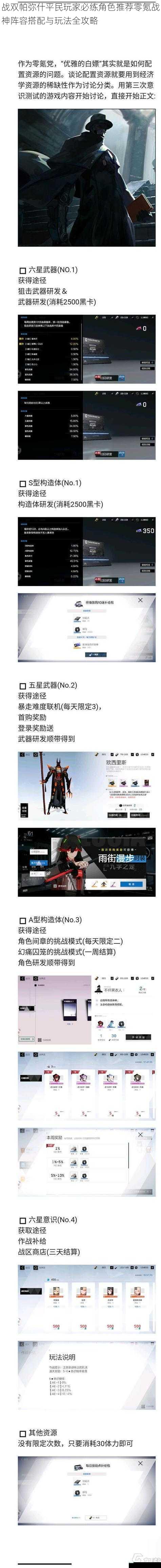 战双帕弥什平民玩家必练角色推荐零氪战神阵容搭配与玩法全攻略