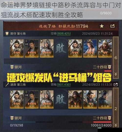 命运神界梦境链接中路秒杀流阵容与中门对狙流战术搭配速攻制胜全攻略