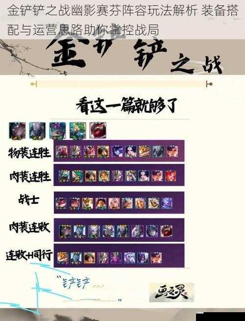 金铲铲之战幽影赛芬阵容玩法解析 装备搭配与运营思路助你掌控战局